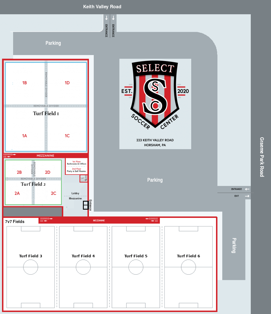 Select Soccer Center facility layout – April 2026